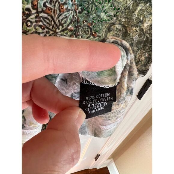 Kaktus boho teal and yellow paisley top size medium - Picture 4 of 10